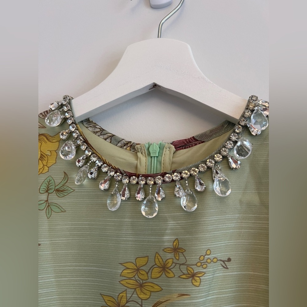Floral green sage summer dress Small - Picture 10 of 13